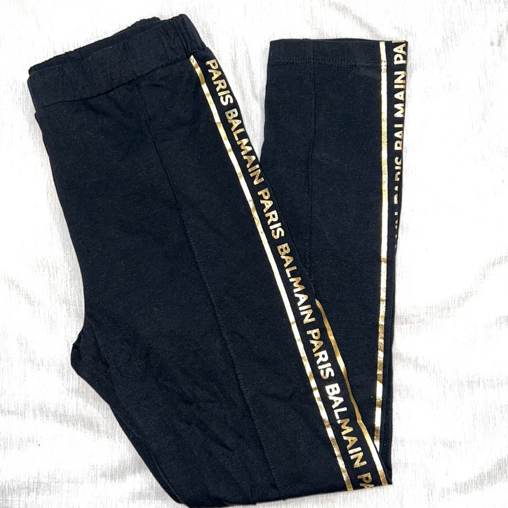 New Balmain kids black logo leggings